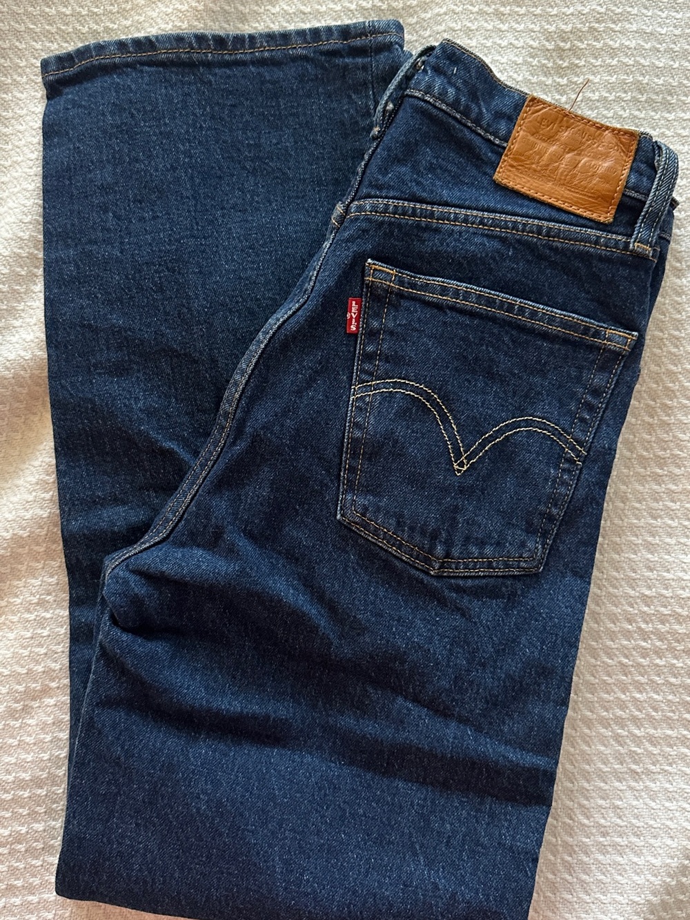 Levi's Men's Indigo Straight Jeans with Tan Patch